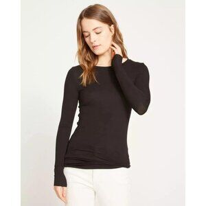 Universal Standard Foundation Long Sleeve Crew Neck Tee Size 2XS Black